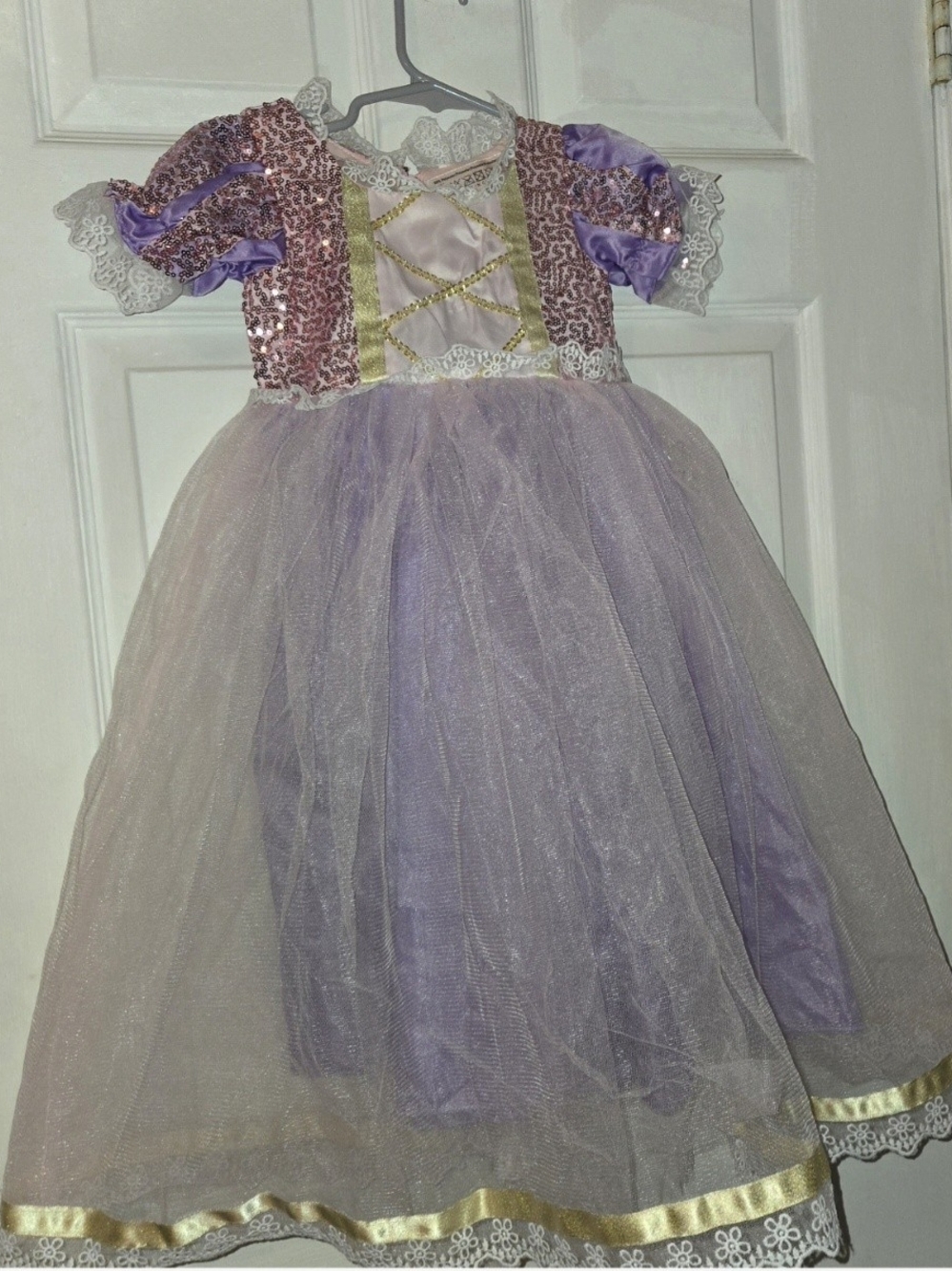 Rapunzel Dress with Purple Sequined Bodice & Lavender Tulle Skirt SZ 100/3T